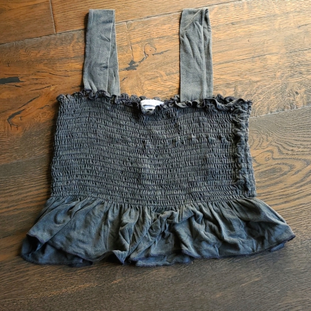 Smocked grey crop top